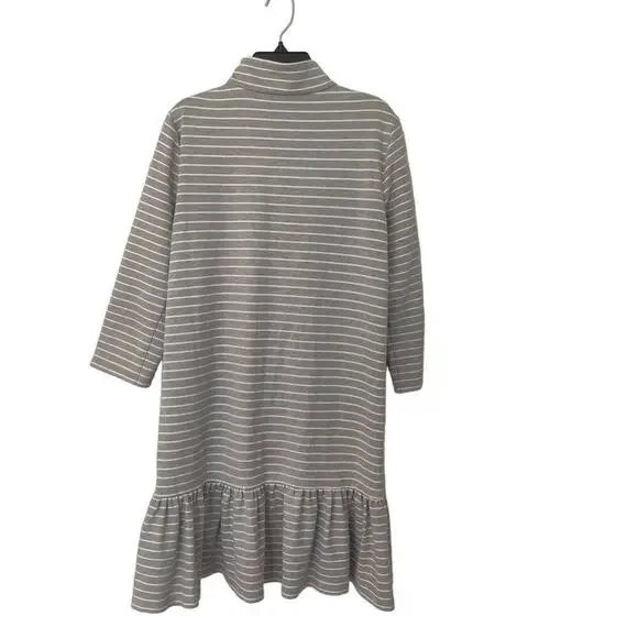 Broom Street Kate Spade Striped Long Sleeve Dress High Neck Gray Peplum Size S - Picture 3 of 7